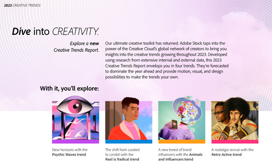 รายงาน Adobe Creative Visual คาดการณ์เทรนด์ศิลปะที่มาแรงในปี 2566 คือ Psychedelic, Real, Retro และ Animal